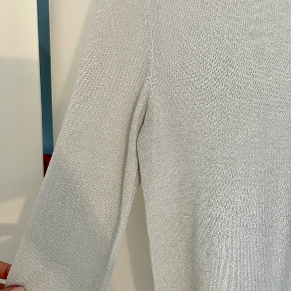 Silver shiny sweater. Lord and Taylor. GREAT CONDITION. Worn only twice. - Picture 4 of 5